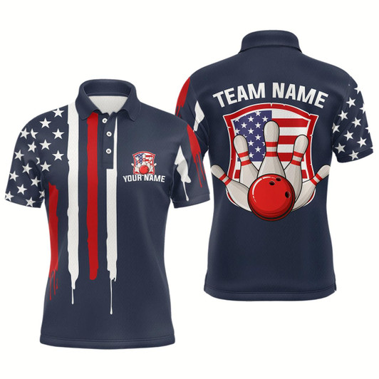 Goofygear American Flag Bowling Shirt Patriotic Bowling Jersey For Men Bowling Polo Style 2