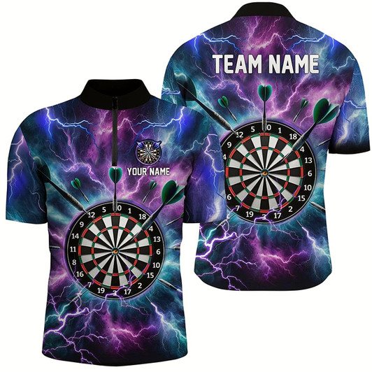 Goofygear Purple Thunder Lightning Darts Quarter Zip Shirt Custom Darts Shirt For Men Dart Jerseys