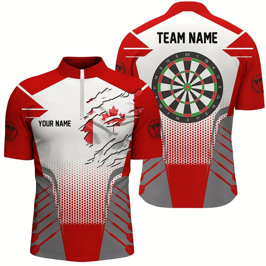 Goofygear Canada Flag Men Dart Quarter-Zip Shirt Custom Patriotic Dart Shirts For Team Darts Jerseys