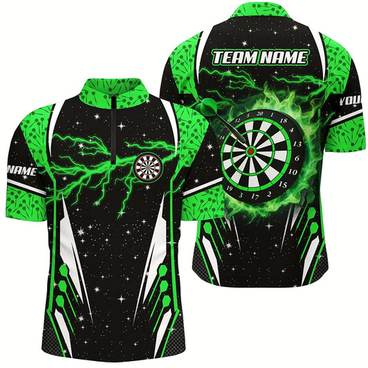 Goofygear Personalized Lightning Green Dart Jerseys Men Quarter-Zip Shirts, Team League Dart Shirts Style 2