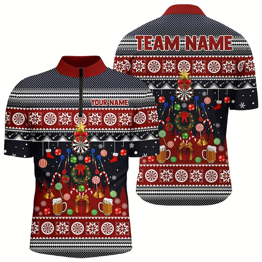 Goofygear Personalized Christmas Darts Quarter Zip Shirt Custom Darts Shirt For Men Dart Jersey