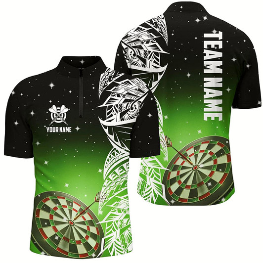 Goofygear 3D Dart Board Green Version Men Quarter-Zip Shirts Custom Dart League Shirts Dart Jerseys