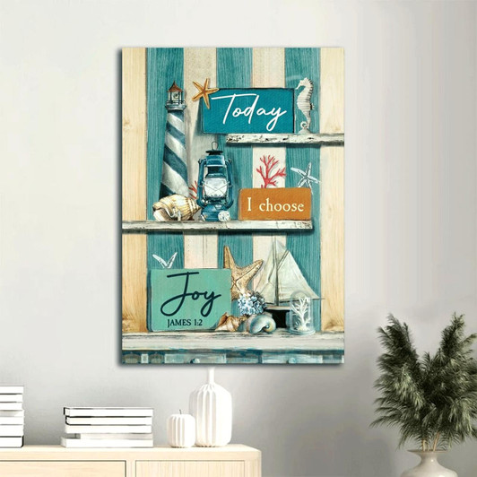 Today I Choose Joy With An Antique Lantern Summer Vibes And A Beautiful Blue Background Portrait Canvas