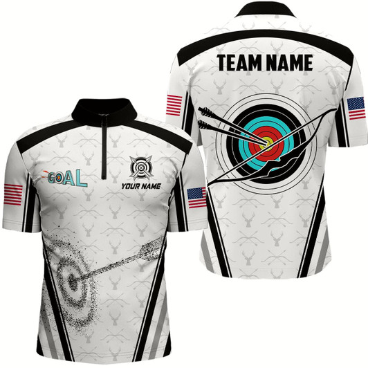 Goofygear Personalized Name Archery Men Quarter-Zip Shirts Custom Archery 3D Target Jerseys Shirts