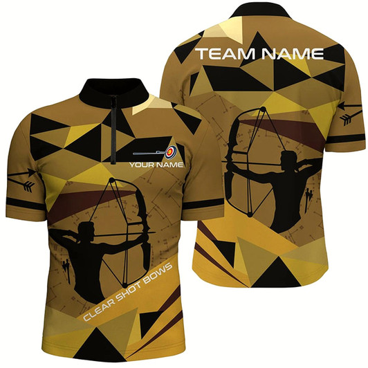 Goofygear Personalized Clear Shot Bows Silhouette Archer Quarter-Zip Shirts For Men, Target Archery Shirts
