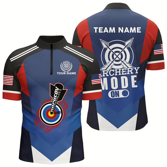 Goofygear Archery Mode On 3D Target Personalized Men Quarter-Zip Shirts Best Archery Jerseys Shirts