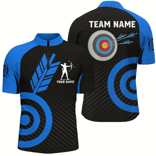Goofygear Blue Archery Jerseys For Men Custom Archery Quarter-Zip Shirts Team League Archery Shirts