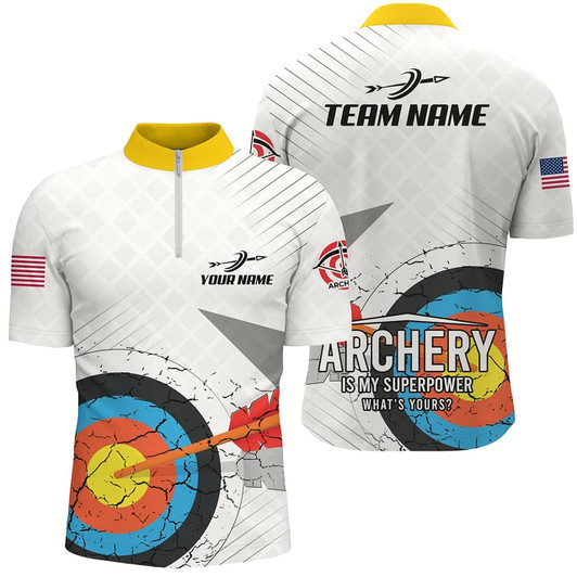 Goofygear Personalized Retro 3D Target Archery Quarter-Zip Shirts For Men Custom Us Flag Archery Team Shirts