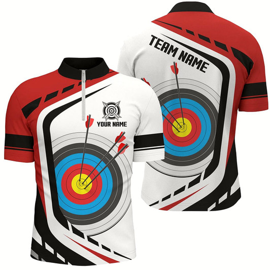 Goofygear Personalized Archery Target White Red Jersey Men Quarter-Zip Shirts Custom Archery Outfit