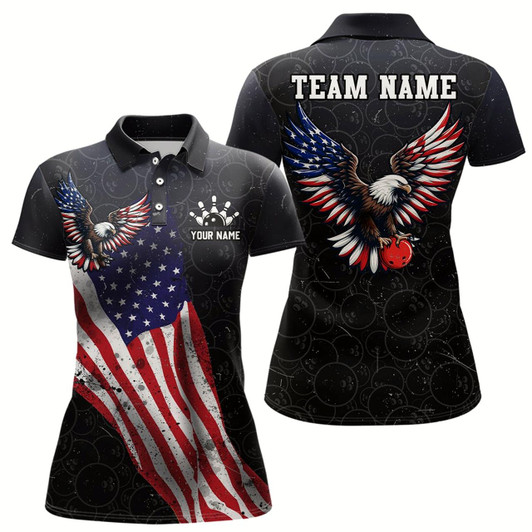 Goofygear Personalized Us Flag Bowling Shirt Eagle Bowling Jersey Polo Shirt Bowling For Women