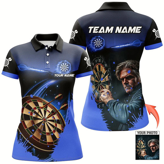 Goofygear Personalized 3D All Over Print Blue Darts Jerseys For Women Custom Photo Darts Player Shirts