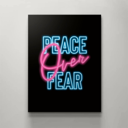 Inspirational Canvas Art Featuring The Message "Peace Over Fear" With A Christian Religious Theme For Comfort And Hope