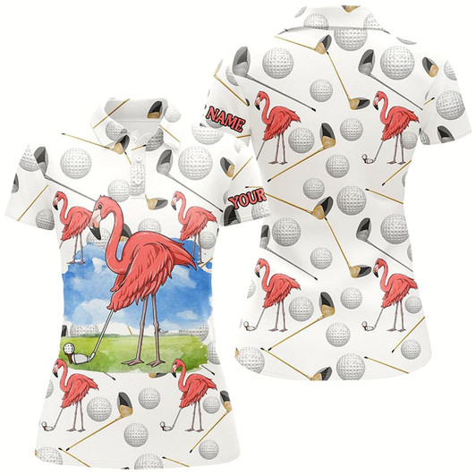 Goofygear Flamingo Golfer Polo Shirt Pink Flamingo Golf Shirts For Women Funny Golf Shirts Golf Gifts