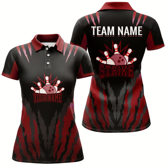 Goofygear Strike Bowling Jersey For Women Personalized Bowling Shirt Team Bowling Polo Shirt