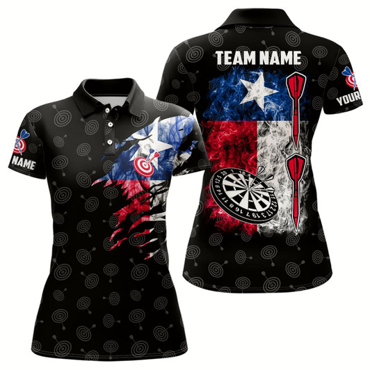 Goofygear Smoke Texas Flag Darts Polo Shirt Custom Patriotic Darts Shirt For Women Dart Jerseys