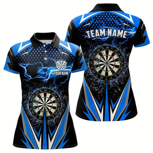 Goofygear Blue Thunder Lightning Womens Darts Polo Shirt Custom Darts Shirt For Women Dart Jerseys