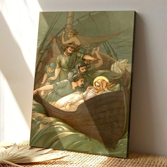 Jesus Sleeping During The Storm Painting Christian Wall Art Canvas Prints Depicting Christ’s Peace In The Storm