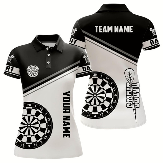 Goofygear Personalized Black White Dartboard Women Polo Shirts Custom Dart Team Uniform Shirts Dart Jerseys