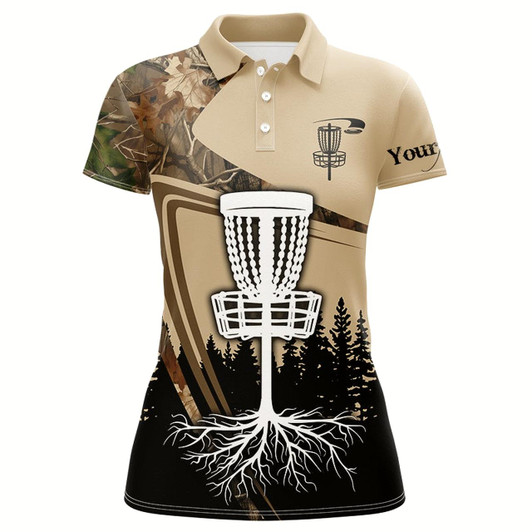 Goofygear Disc Golf Polo Shirt For Women Custom Camouflage Disc Golf Basket, Disc Golf Jerseys