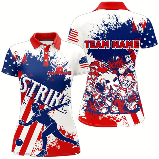 Goofygear Personalized 3D Bowling Shirt, Custom Bowling Team Jersey League Polo Shirt For Women