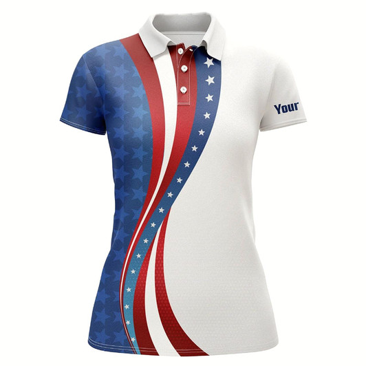 Goofygear 3D American Flag Womens Golf Polo Shirts Custom Patriotic Golf Shirts For Women Golfing Gifts