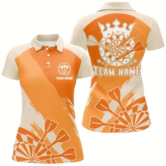 Goofygear Personalized Orange Women Darts Polo Shirt Custom Cool Darts Shirt For Women Darts Jersey