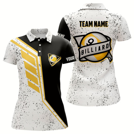 Goofygear 9 Ball Pool Grunge Style Custom Billiard Women Polo Shirts, 9 Ball Billiards Jerseys Shirts