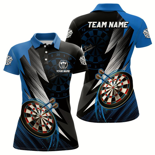 Goofygear Personalized Black Blue Darts Polo Shirt Custom Cool Dart Shirt For Women Team Jersey