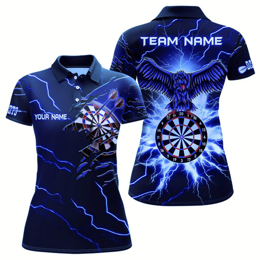 Goofygear Personalized Thunder Blue Eagle Dart Polo Shirts Custom Dart Shirts For Women Dart Team Shirts