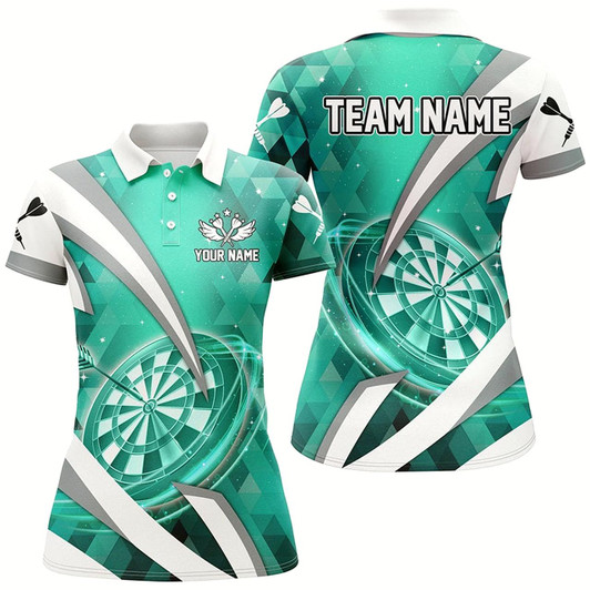 Goofygear Personalized Turquoise Jerseys Darts Board 3D Women Darts Polo Shirt Custom Team League Darts Shirts