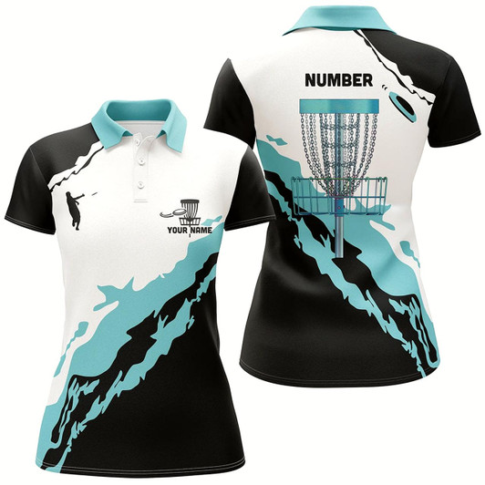 Goofygear Turquoise Womens Disc Golf Polo Shirt Customized Cool Disc Golf Shirts For Women Golf Gifts