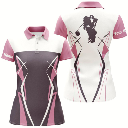 Goofygear Womens Golf Polo Shirt Custom Name Pink Golf Shirts For Womens, Ladies Golf Tops