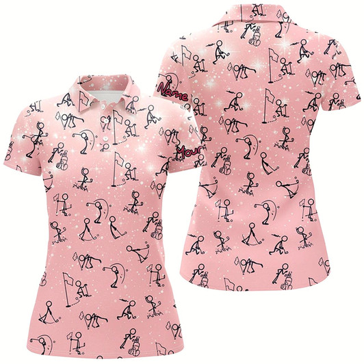 Goofygear Pink Galaxy Seamless Golf Polo Shirts Custom Funny Golf Shirts For Women Cute Golf Gifts