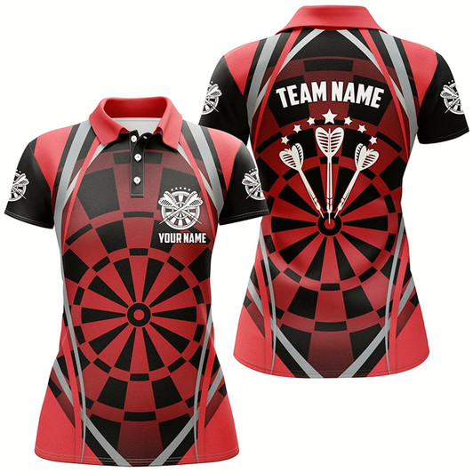 Goofygear Personalized Dart Board Red Black Polo Shirts Cool Darts Shirt For Women Darts Jersey
