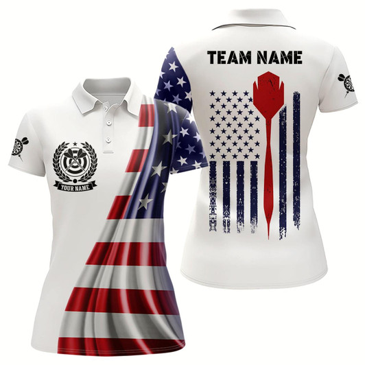 Goofygear 3D American Flag Darts Polo Shirt Custom Patriotic Darts Shirt For Women Dart Jerseys
