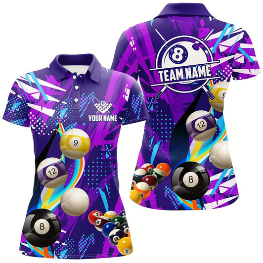 Goofygear Personalized Purple Billiard Balls Polo Shirts For Women Custom Colorful Billiard Jerseys Shirts