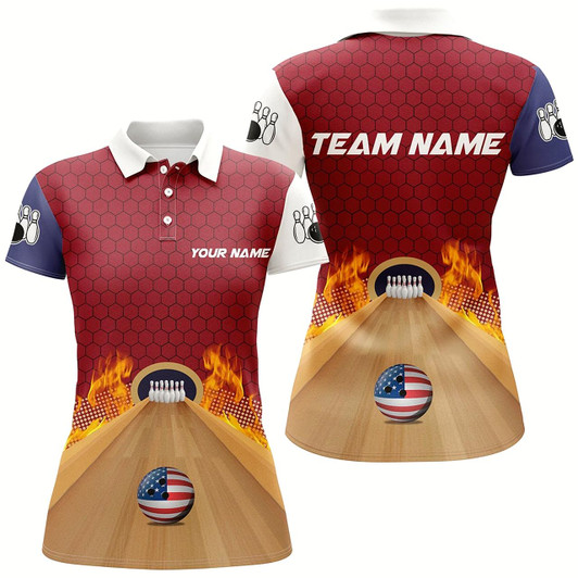 Goofygear Personalized Bowling Shirt With Name Polo Bowling Jersey For Women Flame Bowling Shirt Unisex
