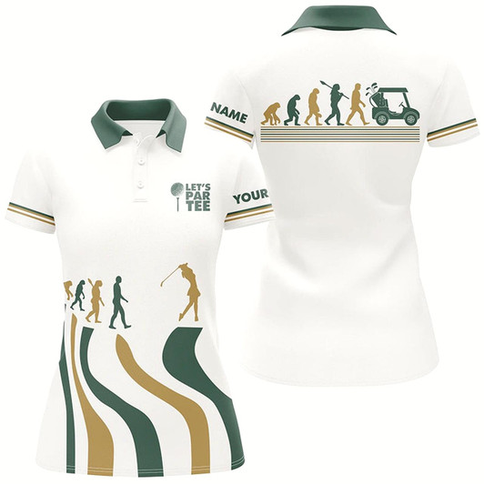 Goofygear Evolution Of The Golf White Polo Shirt Lets Par Tee Custom Golf Shirts For Women Golf Gifts