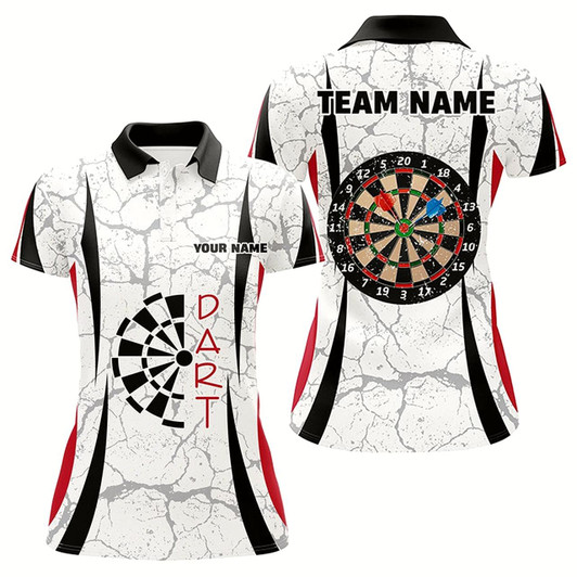 Goofygear Personalized White Dart Polo Shirts For Women Custom Dart Jerseys Womens Dart Team Shirts
