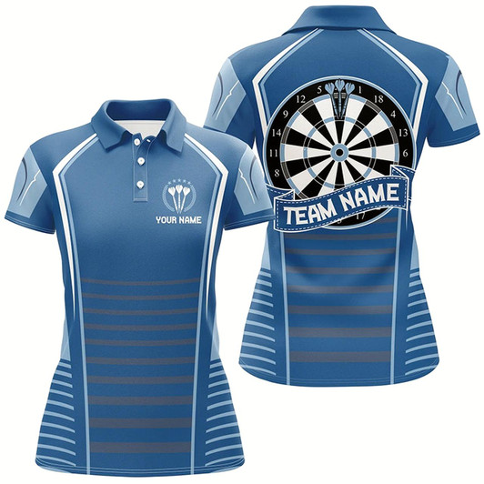Goofygear Personalized Darts Blue Womens Polo Shirts Custom Darts Shirt For Women Dart Jerseys