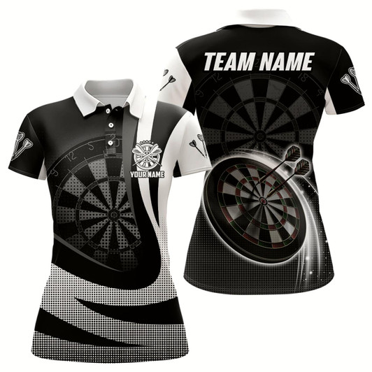 Goofygear Personalized Black White 3D Women Darts Polo Shirt Custom Cool Darts Team Jersey For Women