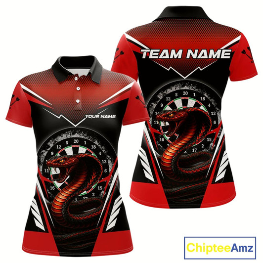 Goofygear Maroon Cobra & Dartboard Women'S Darts Polo Shirt - Custom Name For Darts Jersey