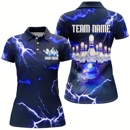 Goofygear Bowling Polo Shirt For Women Lightning Thunder Bowling Jersey Custom Bowling Jersey