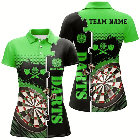 Goofygear Personalized Green Black Darts Polo Shirt Custom Darts Shirt For Women Darts Team Jersey