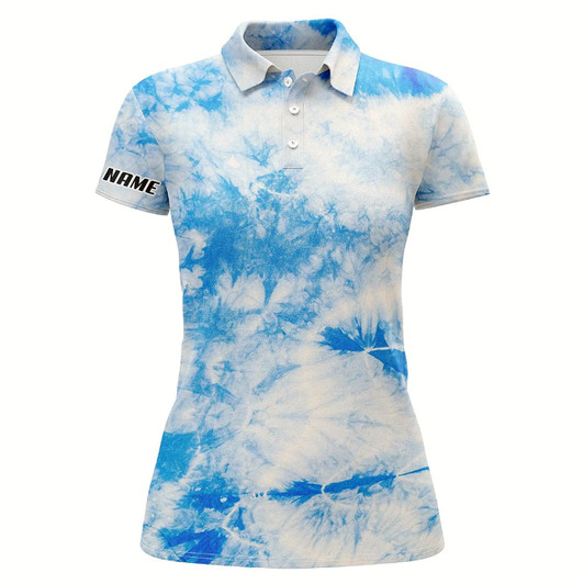 Goofygear Womens Golf Polo Shirts With Blue Tie Dye Pattern Custom Pattern Team Golf Shirt For Women Style 2