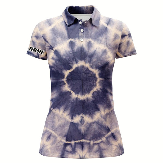 Goofygear Womens Golf Polo Shirts With Tie Dye Pattern Custom Name Pattern Golf Shirt For Women, Golf Tops Style 2