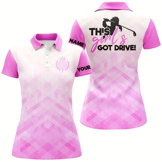 Goofygear Womens Golf Polo Shirts This Girl'S Got Drive Custom Light Purple Pattern Golf Shirts For Women
