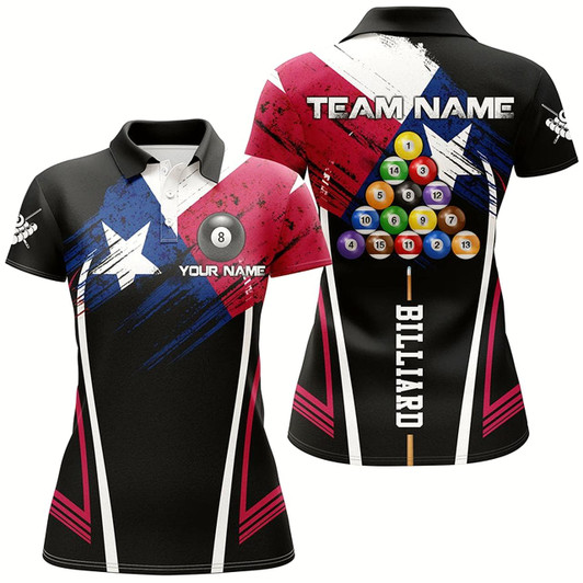 Goofygear Personalized Texas Billiard Jerseys Women Polo Shirts Custom Patriotic Billiard Texas Flag Shirts