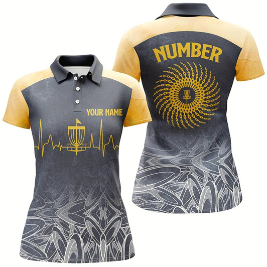 Goofygear Heartbeat Womens Golf Polo Shirts, Custom Golf Shirts Disc Golf Shirts For Womens, Best Golf Gifts