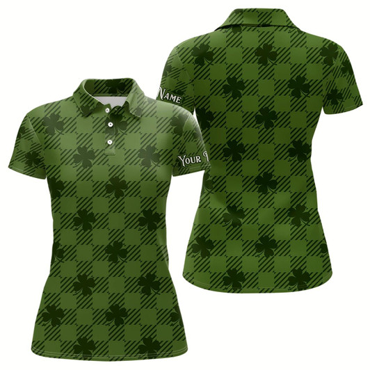 Goofygear Clover Checkered Pattern St. Patrick Day Golf Polo Shirts Customized Golf Shirts For Women